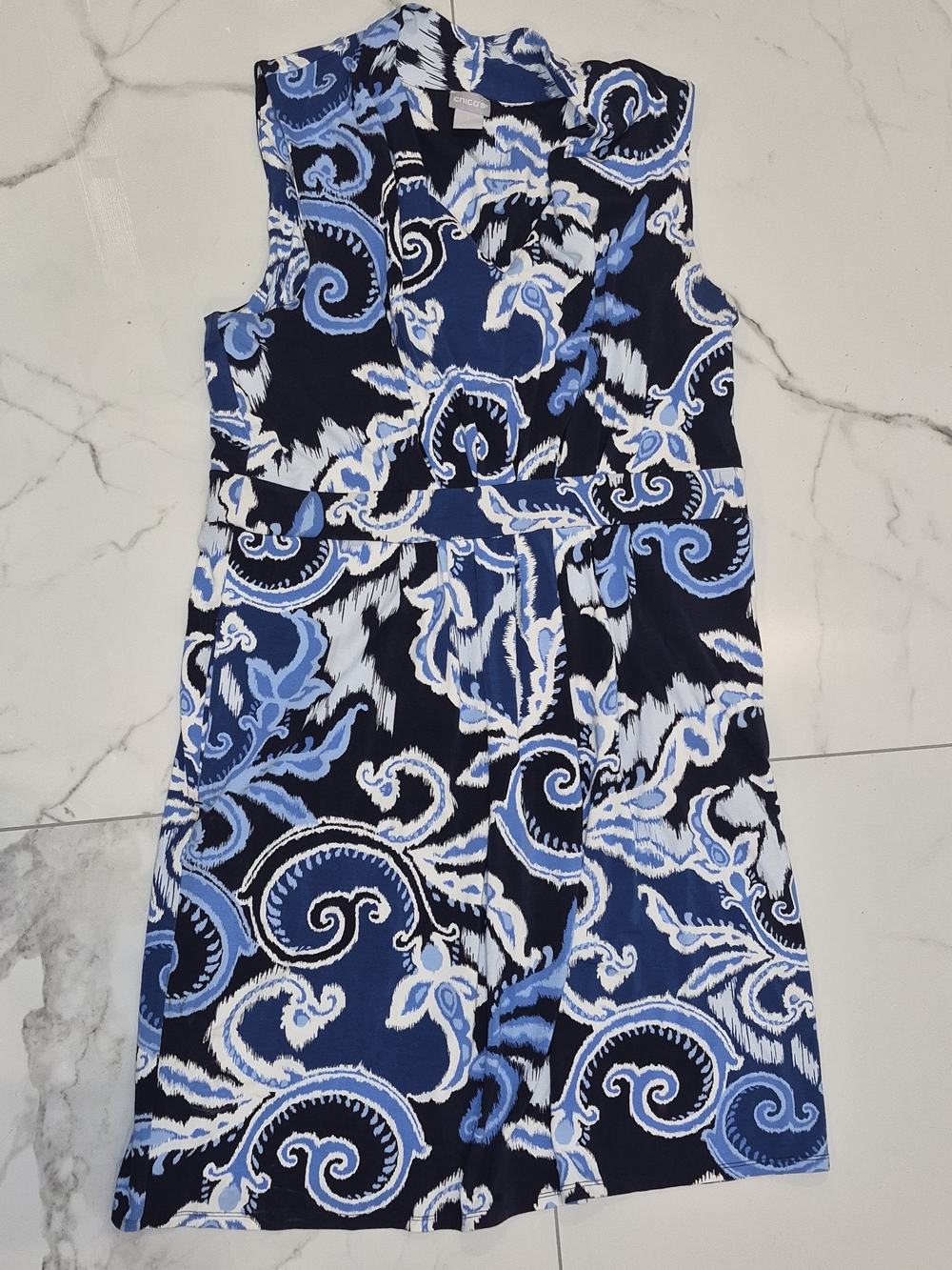Chico's Blue and White Paisley Sleeveless Casual Dress